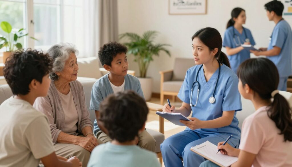 Family sharing discharge instructions and routines with a care team Family sharing discharge instructions and routines with a care team